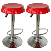 Amerihome BS107SET Soda Cap Bar Stool Set, Red, 2-Piece Amerihome BS107SET Soda Cap Bar Stool Set, Red, 2-Piece