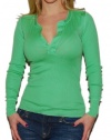 Polo Ralph Lauren Black Label Womens Henley Ribbed Shirt Top Green Small