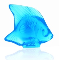 Lalique Fish-Light Blue Crystal