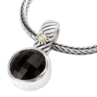 925 Silver & Round Checkerboard Onyx Pendant with 18k Gold Accents 925 Silver & Round Checkerboard Onyx Pendant with 18k Gold Accents