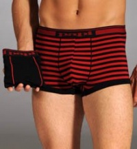Papi Men's Two-Pack Solid Stretch Yarn Dye Brazilian Trunk, Black/Geisha Red, Large Papi Men's Two-Pack Solid Stretch Yarn Dye Brazilian Trunk, Black/Geisha Red, Large