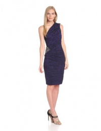 Eliza J Women's One Shoulder Pleated Sheath Dress with Beaded Hip Detail Eliza J Women's One Shoulder Pleated Sheath Dress with Beaded Hip Detail