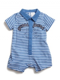 GUESS Polo Style Striped Romper, BLUE (6/9M) GUESS Polo Style Striped Romper, BLUE (6/9M)