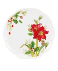 A season of entertaining and celebration will flourish with this Winter Meadow accent plate from Lenox. Red amaryllis bloom on scalloped ivory porcelain designed to mix and match. A season of entertaining and celebration will flourish with this Winter Meadow accent plate from Lenox. Red amaryllis bloom on scalloped ivory porcelain designed to mix and match.