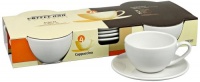 Set of 4 White Porcelain Cappuccino Cups with Saucers Set of 4 White Porcelain Cappuccino Cups with Saucers