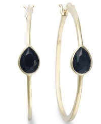 Classic earrings get a sparkly update. Victoria Townsend's stunning hoop earrings feature pear-cut onyx (1-3/4 ct. t.w.) in 18k gold over sterling silver. Approximate diameter: 1-3/4 inches. Classic earrings get a sparkly update. Victoria Townsend's stunning hoop earrings feature pear-cut onyx (1-3/4 ct. t.w.) in 18k gold over sterling silver. Approximate diameter: 1-3/4 inches.