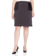 Calvin Klein Women's Plus-Size Skirt with Faux Leather Detail