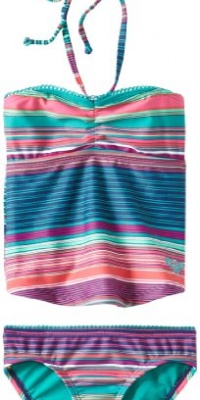 Roxy Girls 2-6X Slim Charm Bandeau Tankini Swimsuit Set, Aquatic Blue, 5 Roxy Girls 2-6X Slim Charm Bandeau Tankini Swimsuit Set, Aquatic Blue, 5