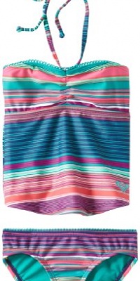 Roxy Girls 2-6X Slim Charm Bandeau Tankini Swimsuit Set, Aquatic Blue, 5