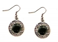 Fashion Costume Jewelry Silver Plated Marcasite and Black Stone Dangle Drop Earrings Fashion Costume Jewelry Silver Plated Marcasite and Black Stone Dangle Drop Earrings