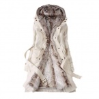 Sefon Winter Warm Fur Jackets Wrap Trench Coat Hooded Chrismas Xmas Coat Womens
