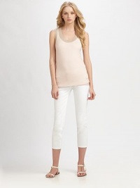 Made from luxurious cashmere, a tank top with a hint of colorblocking and an ultra-feminine neckline.U-neckSleevelessPull-on styleAbout 28 from shoulder to hemCashmereDry cleanImportedSIZE & FIT Model shown is 5'10(177cm) wearing a US size Small. Made from luxurious cashmere, a tank top with a hint of colorblocking and an ultra-feminine neckline.U-neckSleevelessPull-on styleAbout 28 from shoulder to hemCashmereDry cleanImportedSIZE & FIT Model shown is 5'10(177cm) wearing a US size Small.