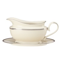 Lenox Tuxedo Platinum Sauce Boat and Stand, Ivory Lenox Tuxedo Platinum Sauce Boat and Stand, Ivory