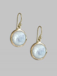 From the Lollipop Collection. Lustrous mother-of-pearl drops, richly faceted and gracefully set in 18k yellow gold. Mother-of-pearl 18k yellow gold Drop, about 1 Diameter, about ½ Ear wire Imported