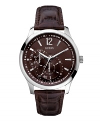 The perfect complement to casually cool style, this handsome GUESS watch outlasts trends. The perfect complement to casually cool style, this handsome GUESS watch outlasts trends.