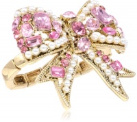 Betsey Johnson Iconic Hearts & Bows Crystal Bow Two-Finger Stretch Ring, Size 7.5 Betsey Johnson Iconic Hearts & Bows Crystal Bow Two-Finger Stretch Ring, Size 7.5