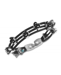 A charming leather bracelet by Lucky Brand. This woven design adds charm with semi-precious turquoise stones and beads set in floral-shaped silver tone mixed metal. Crafted in woven brown leather. Approximate length: 7-1/2 inches. A charming leather bracelet by Lucky Brand. This woven design adds charm with semi-precious turquoise stones and beads set in floral-shaped silver tone mixed metal. Crafted in woven brown leather. Approximate length: 7-1/2 inches.