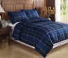Chezmoi Collection 3-piece Blue Plaid Flannel Feel Down Alternative Comforter Set King