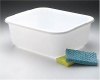 11.4 QT White Plastic Rectangular Dish Pan, 14.45 x 12.55 x 5.67.