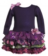 Bonnie Jean Girls 2-6X Tiered Drop Waist Dress, Purple, 3T