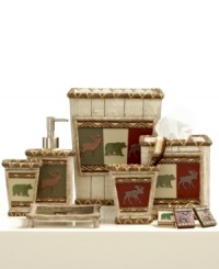 The great outdoors. Taking inspiration from classic lodge motifs, the Eldorado shower curtain hooks give your space a rustic atmosphere with striking bears, moose and deer all in a rich, woodsy color scheme. The great outdoors. Taking inspiration from classic lodge motifs, the Eldorado shower curtain hooks give your space a rustic atmosphere with striking bears, moose and deer all in a rich, woodsy color scheme.