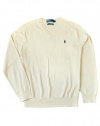 Polo Ralph Lauren Men's Pima Cotton V-neck Sweater (XX-Large, Ivory)