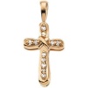 CleverEve Luxury Series 14K Yellow Gold & 0.055 ct. tw. Diamond Cross Pendant 15.00 x 10.00mm