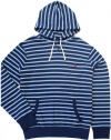 Polo Ralph Lauren Men's Striped Jersey Pullover Hoodie (Large, Atlantic Navy)