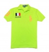 Polo Ralph Lauren Men Custom fit Flag & Big Pony Logo Polo T-shirt -FRANCE (XL, Marathon Green)