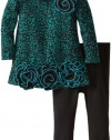 Bonnie Baby Baby-Girls Infant Skin Print Knit Legging Set, Teal, 12 Months