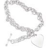 CleverEve Designer Series 5.75mm Sterling Silver Heart Cable Toggle Bracelet Polished 8