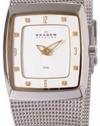 Skagen Women's 380XSGS1 Steel Collection Crystal Accented Mesh Stainless Steel White Dial Watch