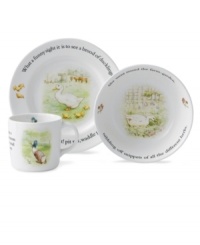 Wedgwood sets the children's table. Colorful illustrations and excerpts from Beatrix Potter's classic tale of Jemima Puddleduck make this nostalgic dinnerware set a treat for parents and kids alike.