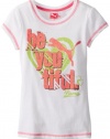 PUMA Girls 7-16 Short Sleeve PUMA Be You Tee, White, Large