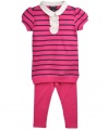Nautica Beth Stripe 2-Piece Outfit - brt pink, 24 months