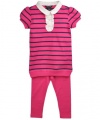 Nautica Beth Stripe 2-Piece Outfit - brt pink, 24 months