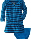 Nautica Baby-Girls Infant Jersey Stripe Dress, Turquoise, 12 Months