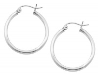 Hoop Earrings in Sterling Silver 1.0 Inch (2.0mm)