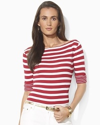 A chic boat neckline infuses the classic cotton jersey Benny tee with breezy, relaxed style. A chic boat neckline infuses the classic cotton jersey Benny tee with breezy, relaxed style.
