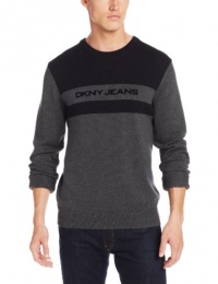 DKNY Jeans Men's Long Sleeve Flocked Logo Crew Neck S DKNY Jeans Men's Long Sleeve Flocked Logo Crew Neck S