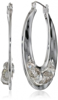 Kenneth Cole New York Shiny Metals Faceted Bead Silver Sculptural Hoop Earrings Kenneth Cole New York Shiny Metals Faceted Bead Silver Sculptural Hoop Earrings