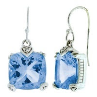 Judith Ripka Blue Quartz Cushion-Cut Earrings