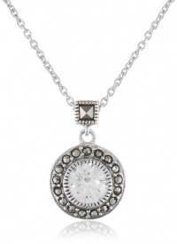 Judith Jack Classics Sterling Silver, Marcasite, Cubic Zirconia Round Pendant Necklace, 16