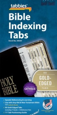 Bible Tab: Clear Tab with Gold Edge Strip & Black Lettering