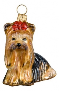 Joy to the World Collectibles European Blown Glass Pet Ornament, Yorkshire Terrier Sitting Joy to the World Collectibles European Blown Glass Pet Ornament, Yorkshire Terrier Sitting