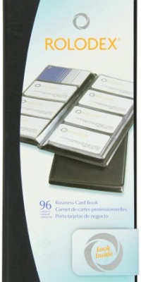 Rolodex Vinyl Business Card Book with A-Z Tabs, Holds 96 Cards of 2.25 x 4 Inches, Black (67467) Rolodex Vinyl Business Card Book with A-Z Tabs, Holds 96 Cards of 2.25 x 4 Inches, Black (67467)