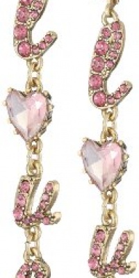Betsey Johnson Iconic Pinkalicious Love Crystal Heart Linear Drop Earrings Betsey Johnson Iconic Pinkalicious Love Crystal Heart Linear Drop Earrings