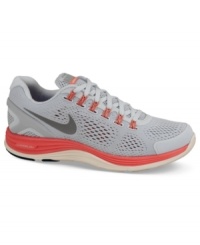 With arguably the best upper fit in the industry, Nike's Lunargline +4 sneakers provide lightweight support for the mild to moderate overpronator. With arguably the best upper fit in the industry, Nike's Lunargline +4 sneakers provide lightweight support for the mild to moderate overpronator.