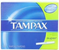 Tampax Cardboard Applicator Tampons, Super Absorbency, 54 Count (Pack of 2) Tampax Cardboard Applicator Tampons, Super Absorbency, 54 Count (Pack of 2)