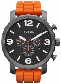 Fossil Men's JR1428 Nate Chronograph Orange Silicone Watch Fossil Men's JR1428 Nate Chronograph Orange Silicone Watch